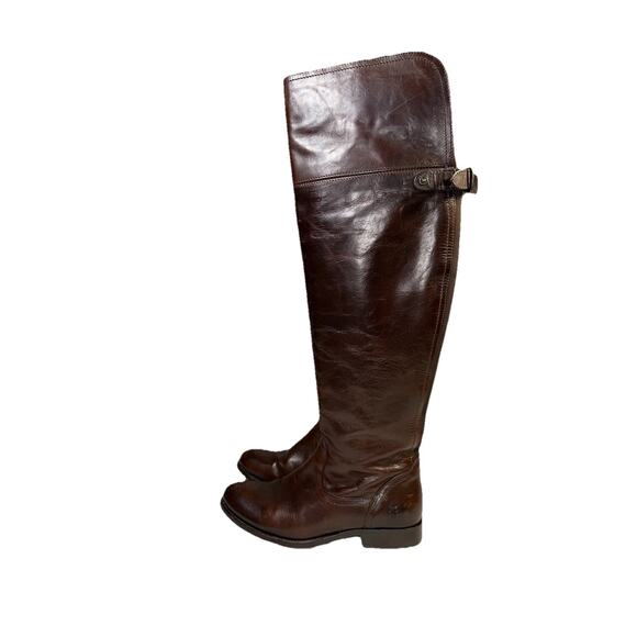 Frye Melissa Over Knee Tall Leather Riding Equestrian Boots Women's 7.5 Brown - Picture 3 of 14